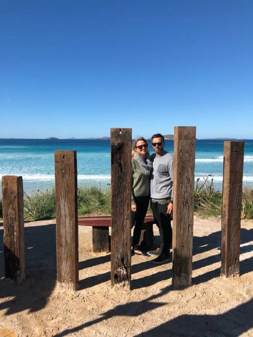 Twilight memorial: Leon and Julie Brouwer at a special memorial established at Twilight Beach in memory of their 17-year-old daughter Laeticia. Photo: Supplied. 