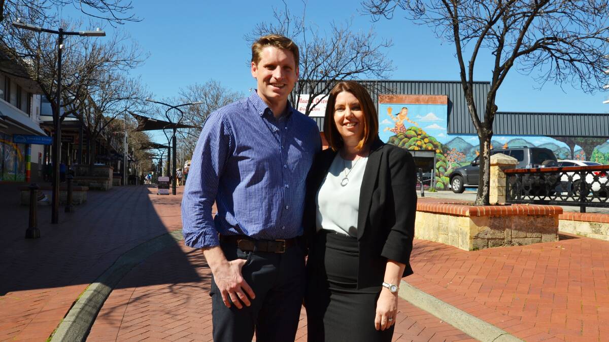Government support: Canning MP Andrew Hastie with Peel's Employment Facilitator Maryanne Baker.
Mr Hastie welcomed the $1 million Peel region employment trial when it was first announced and said the coalition was working hard to tackle unemployment in regional areas. Photo: Nathan Hondros