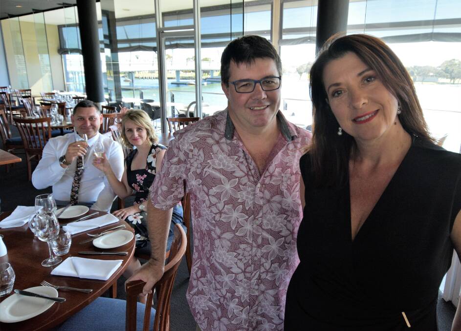 Jason Hartshorne and Shelley Bloomfield with The Redmanna Waterfront Restaurant’s Jason Hutchen and Mandurah and Peel Tourism Organisation chief executive officer Karen Priest. Photo: Caitlyn Rintoul.