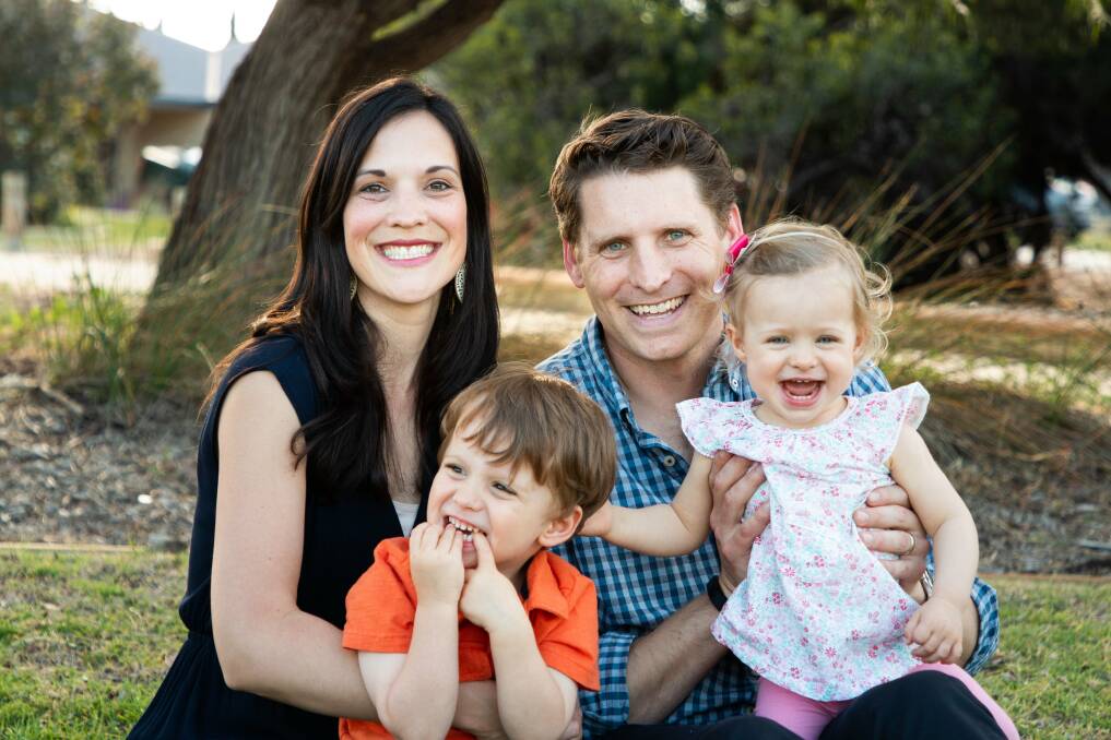 Looking to the future: Andrew Hastie with wife Ruth and children Jonathan (3) and Beatrice (1) wish the Peel region a safe holiday season. Photo: Supplied.