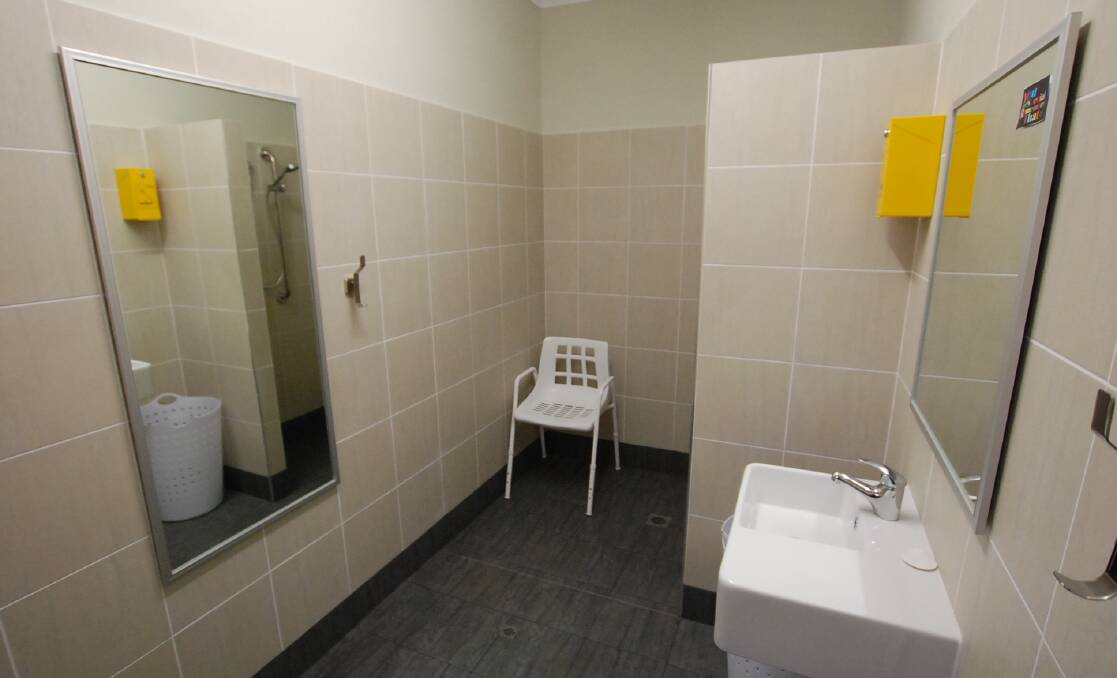 One of the free shower facilities at the Tuart Avenue Hub. Photo: Caitlyn Rintoul.
