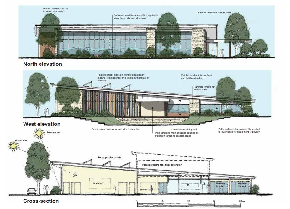 Concept designs for the proposed Dawesville Community Centre, presented to councillors at the City of Mandurah’s September meeting. Photo: City of Mandurah. 