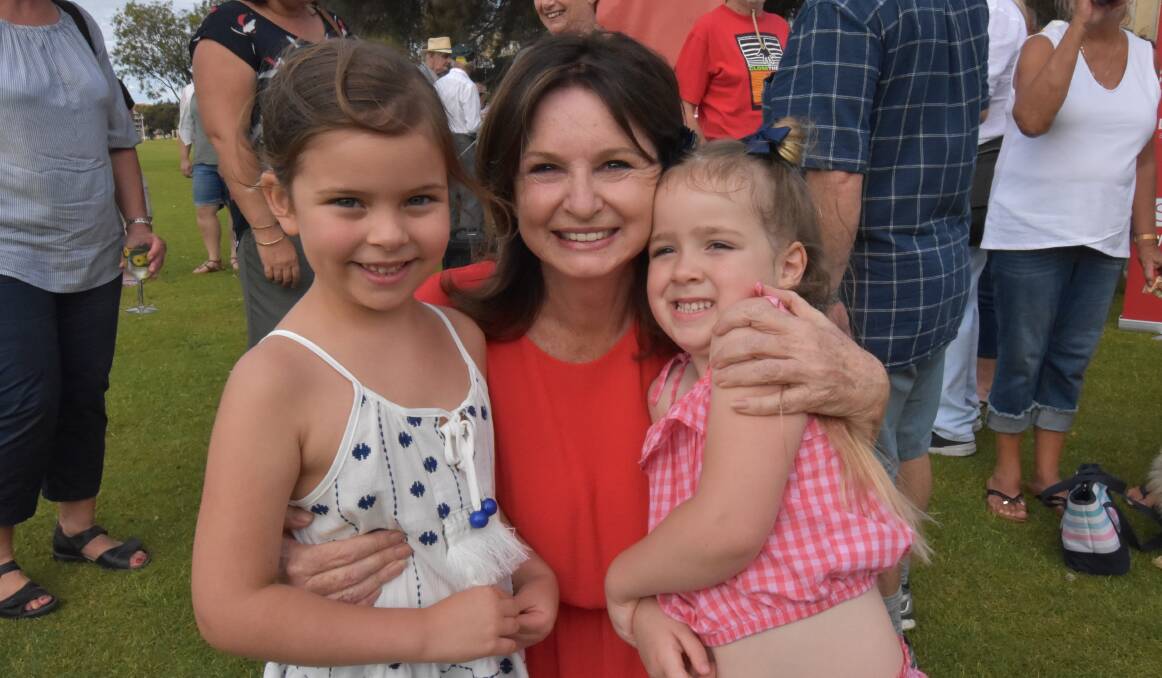 Canning hopeful: Labor candidate Mellisa Teede with Nina Meneghel and her granddaughter Neve Geatches at the Keith Holmes Reserve when she kick-started her campaign in february 2018. Photo: Caitlyn Rintoul.