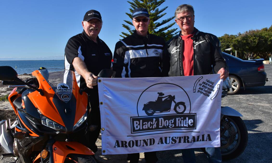 Black Dog Ride coordinator Steve Ingram, Wayne Teasdale and John Lewin have organised a ride around Australia to mark the organisation's 10th anniversary.