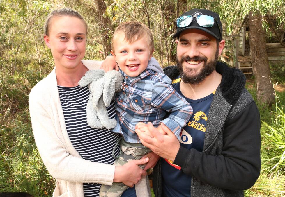 Michelle Buckley, son James and father Chris O'Reilly were reunited after James had been missing in bushland on September 19, 2020.