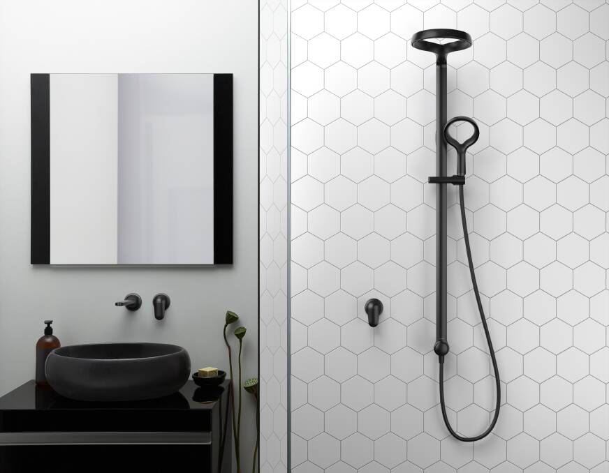 MATTE BLACK: The trend towards softer and more tactile versions of industrial materials in the bathroom will be popular in residential homes this year.   