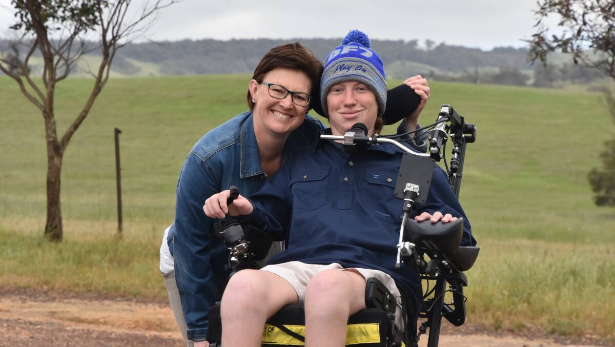 BRAVE: Willowmavin boy Harvey McKeever, 16, pictured with his mum Renae, became a quadriplegic when he fell of his motorbike earlier this year.