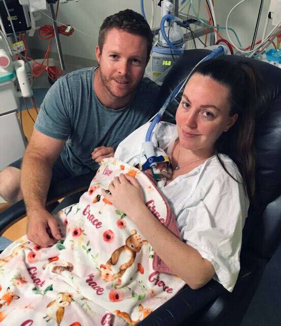 UNEXPECTED: During a routine checkup Tara Hunter and Luke Henry found out their baby, Grace would be arriving early. Photo: Supplied.