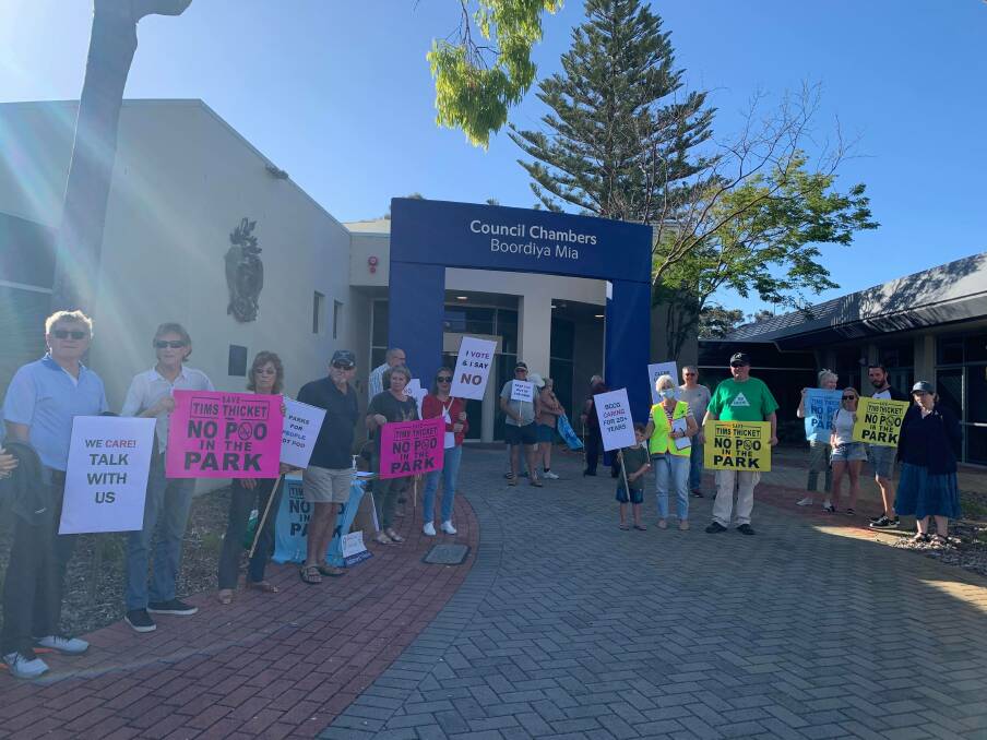 Environmental issues: Protesters raised concerns that the proposed facility in Tim's Thicket could pollute water in the area. Photo: Claire Sadler.