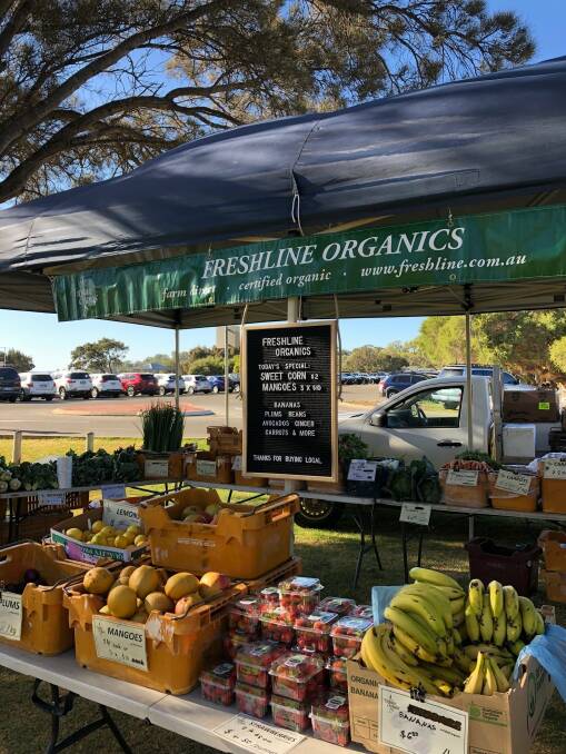 One of the stalls Freshline Organics at the Peel Produce Market. Picture: Supplied.