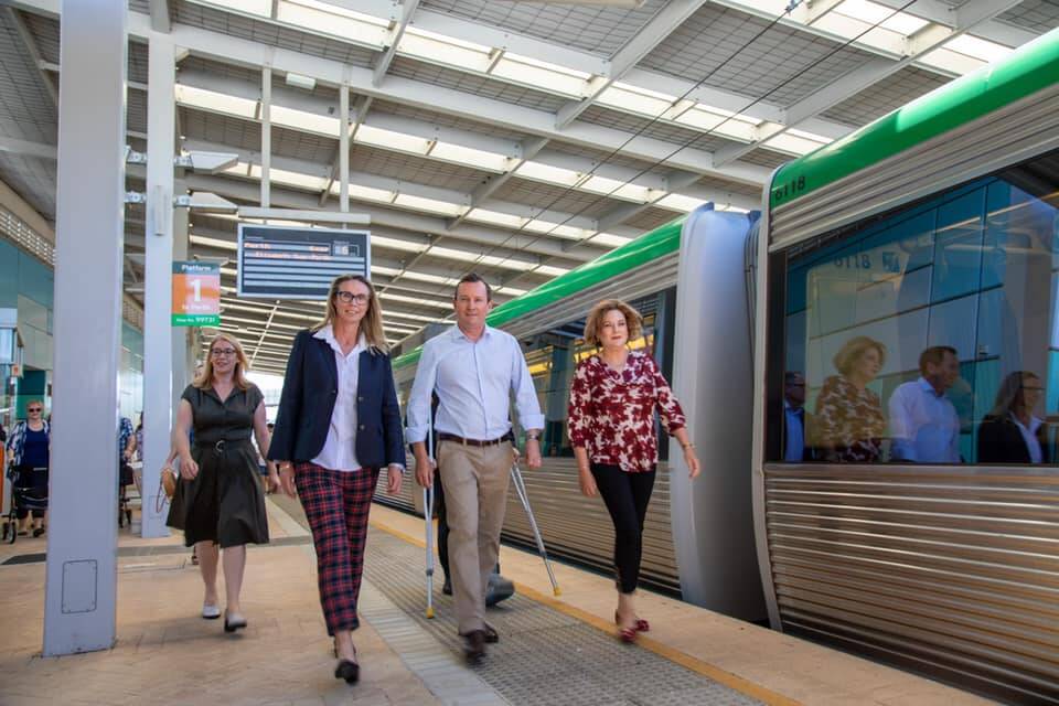 Transport minister Rita Saffioti, Dawesville Labor candidate Lisa Munday, Premier Mark McGowan and Murray-Wellington MP Robyn Clarke. Photo: Supplied.