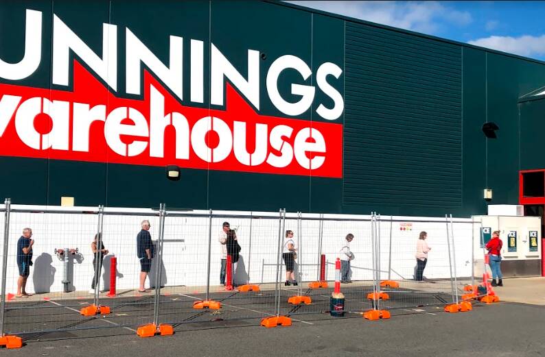 Bunnings Greenfields are seeing so many customers they have lines out the door. Photo: Daniela Cooper.