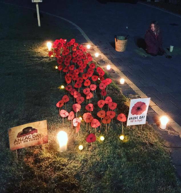 Residents commemorated ANZAC Day on their driveways in 2020 and 2021. Photo: Kylie Honess