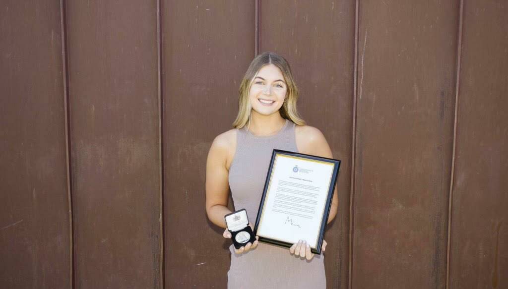 Dudley Park resident Megan Larmour took out an international Royal Life Saving award for her leadership and persistence in attempting to save a man's life. Photo: Supplied.