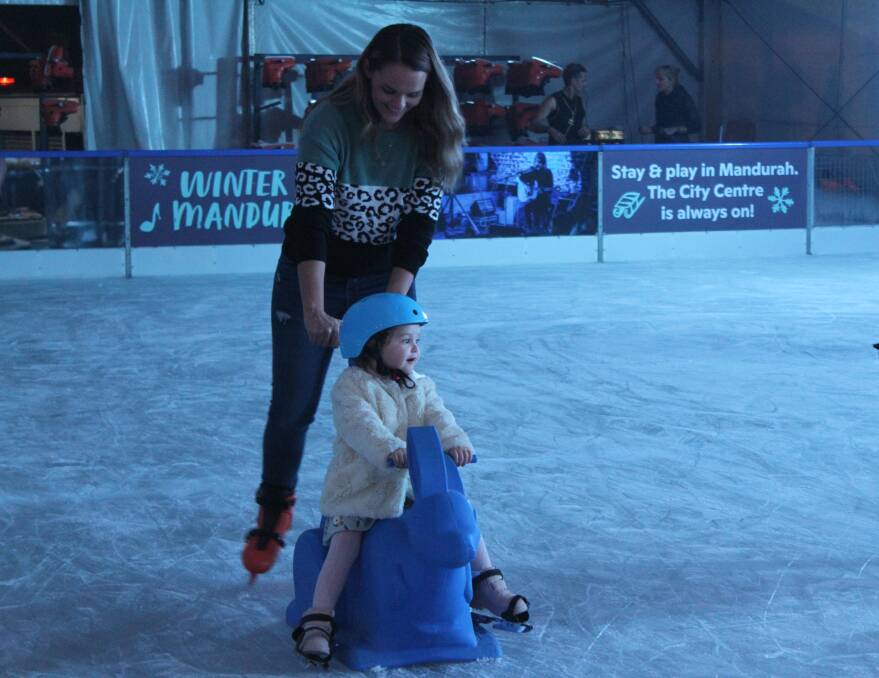 After a successful launch and two days of ice skating the Mandurah rink had to close due to a snap lockdown. Photo: Claire Sadler.