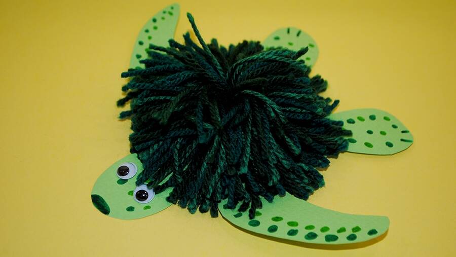 Make a pom-pom turtle inspired by Gloria Kearing's work. Picture: Supplied.