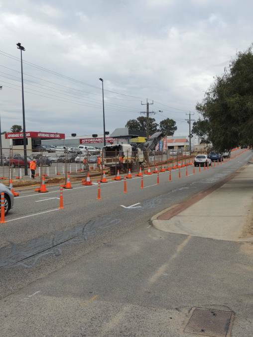 Overdue upgrade: Works are currently underway between Dower Street and Anstruther Road as part of a $10 million dollar overhaul of Pinjarra Road. Photo: Shannon Lawson.