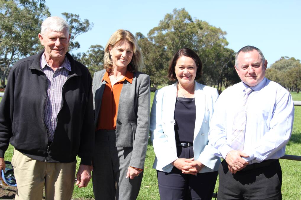 Waroona cattle farmer Peter Ward, Liberal Murray-Wellington candidate Michelle Boylan, Liberal leader Liza Harvey, and Shadow Minister for Agriculture and Food Steve Thomas. Photo: Claire Sadler.