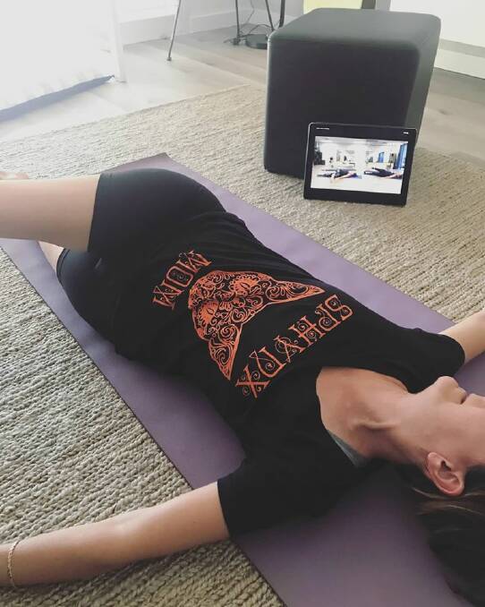 Mandurah Movement Therapy members continue to work on their pilates from home via online videos. Photo: Supplied.