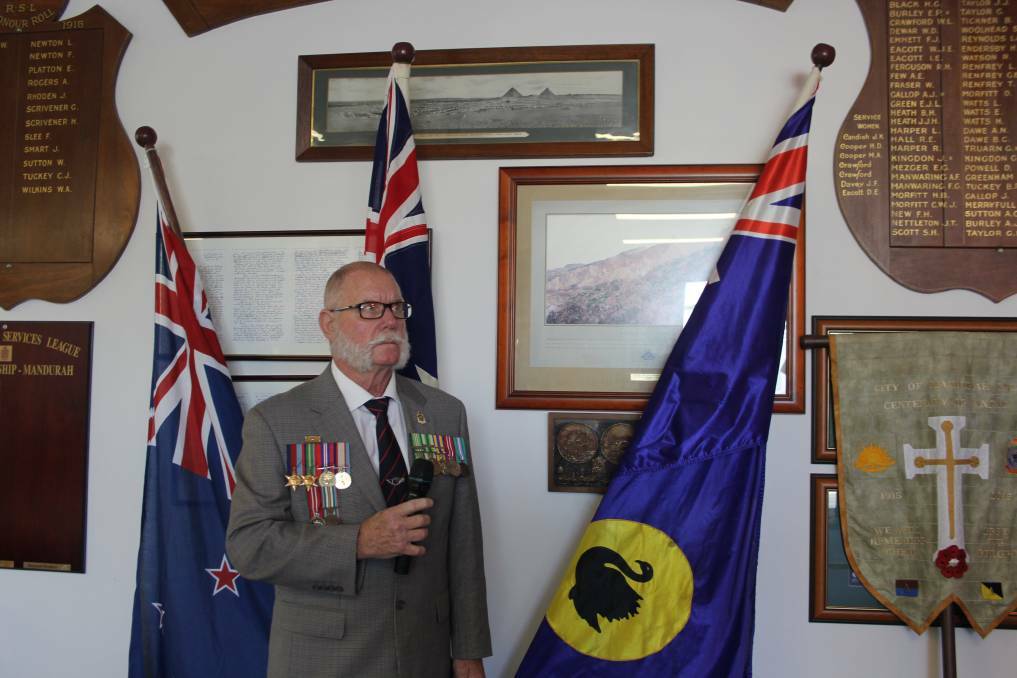 Paying respects: Mandurah RSL sub-branch president Dave Mabbs says people can now commemorate Anzac Day at home or at a service. Photo: Claire Sadler.