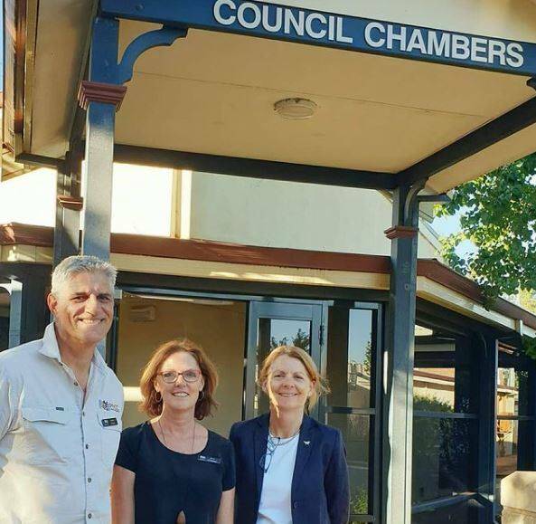 Peel-Harvey Catchment Council science advisor Steve Fisher, chief executive Jane O'Malley, and chair Caroline Knight. Photo: Facebook.