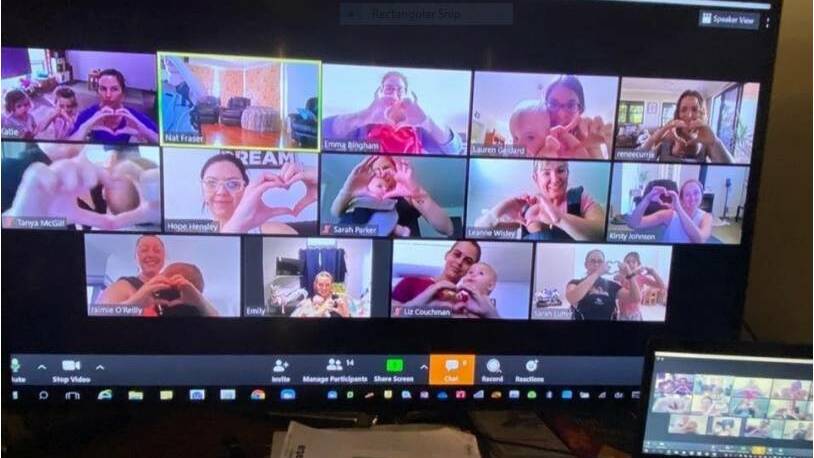 Kangatraining Mandurah owner Naomi Mitchell continues to do her classes over a virtual conferencing platform so local mums can stay connected. Photo: Supplied.