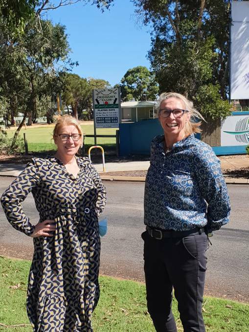 Transport Minister Rita Saffioti and Dawesville MP Lisa Munday at the intersection of Sticks Boulevard and Old Coast Road. Picture: Supplied.