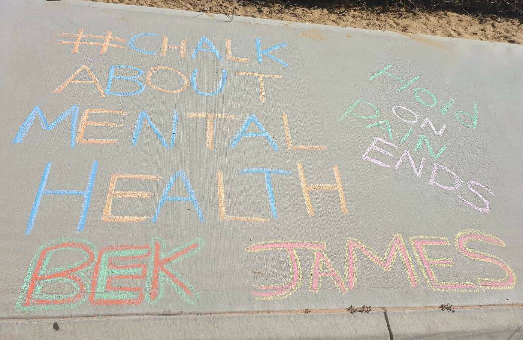 Patricia and Michael Fernandez de Viana started holding a Let's Chalk About Mental Health in Mandurah after losing their son to suicide in 2019. Photo: Supplied.