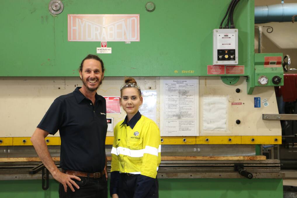 SM TAFE student and scholarship recipient Chant'e-Louise France-Hadlam pictured with Michael Mulholland, Social Advisor Heritage and Operations from Newmont Boddington Gold. 