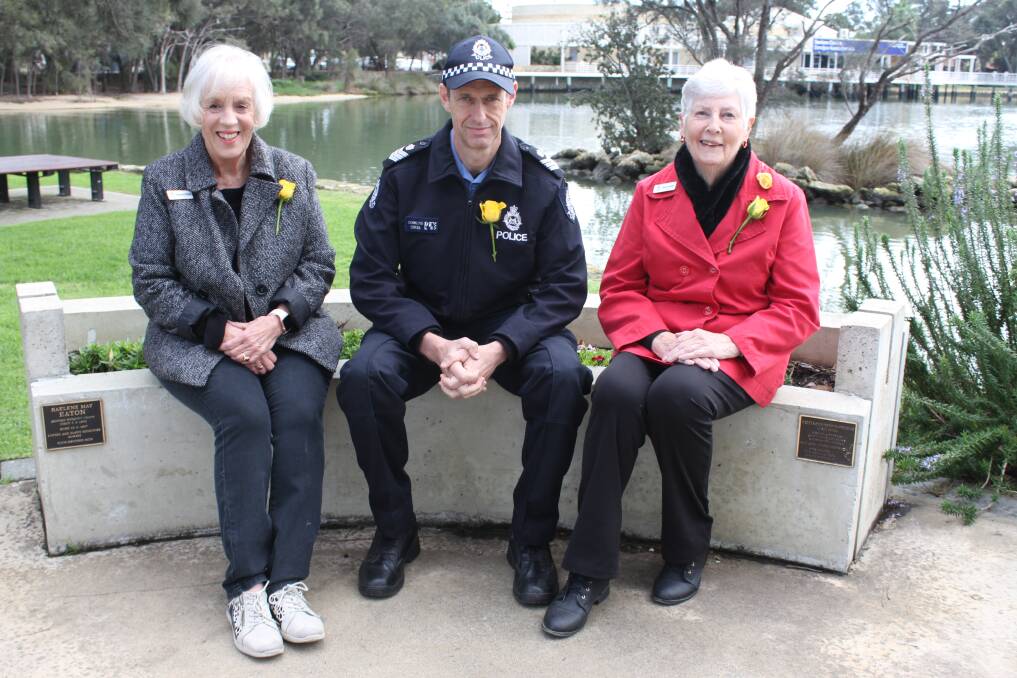 Event organiser Margaret Wyatt, acting officer in charge Richard Conkling, and Zonta Club of Peel president Nicky Hooper. Photo: Claire Sadler.