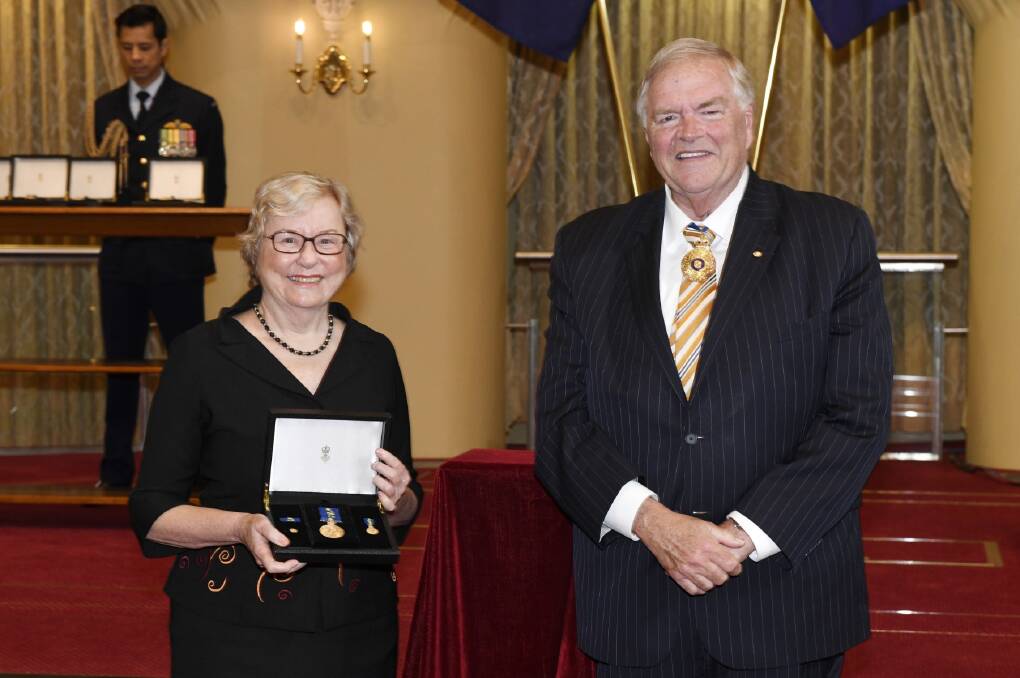 Robyn receiving her OAM from WA governor Kim Beazley. Photo: Supplied.