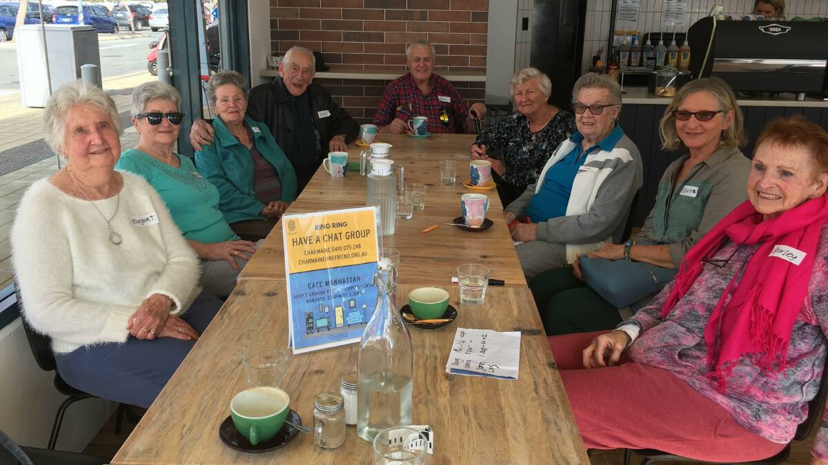 IN PERSON: The Ring Ring Have a Chat Group meet for the first time at the Manhattan Cafe in Erskine.