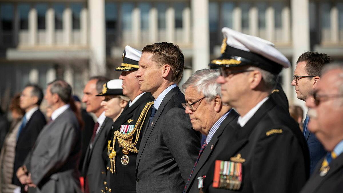 Assistant Minister for Defence Andrew Hastie at the 79th anniversary Battle of Coral Sea commemoration service held at Russell Offices, Canberra.
