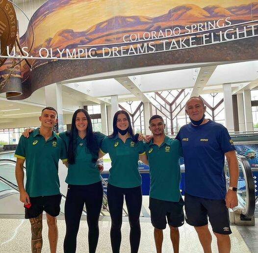 DEBUT: Alex Winwood (second from right) leaves Colorado with Australia's Olympic boxing team. Photo: Alex Winwood/Instagram
