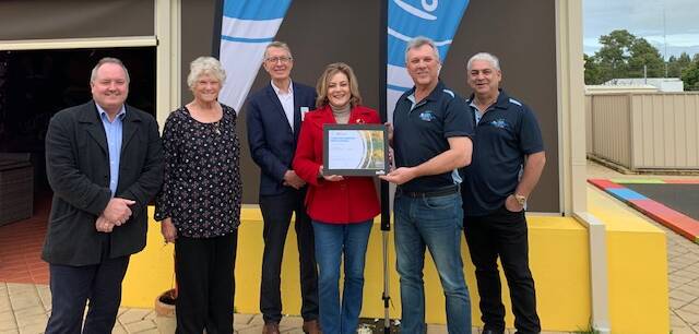 LOOKING AHEAD: Waroona shire chief executive Dean Unsworth, Cr Laurie Snell, Lotterywest commissioner Kingsley Dixon, Murray-Wellington MP Robyn Clarke, shire president Mike Walmsley and Cr Vince Vitale.