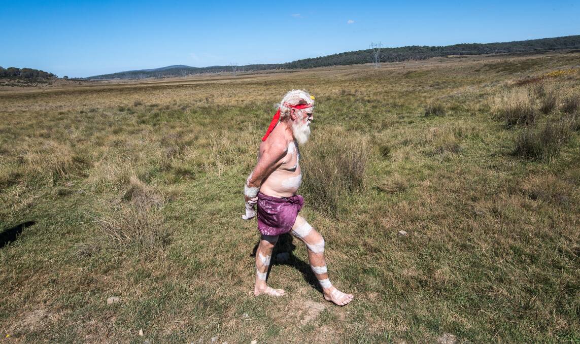 Bruce Pascoe at a Narjong Ceremony at Long Plain in the Kosciuszko National Park to highlight the damage done to the sensitive Sphagnum bogs and fens by Feral Horses. Picture: Justin McManus