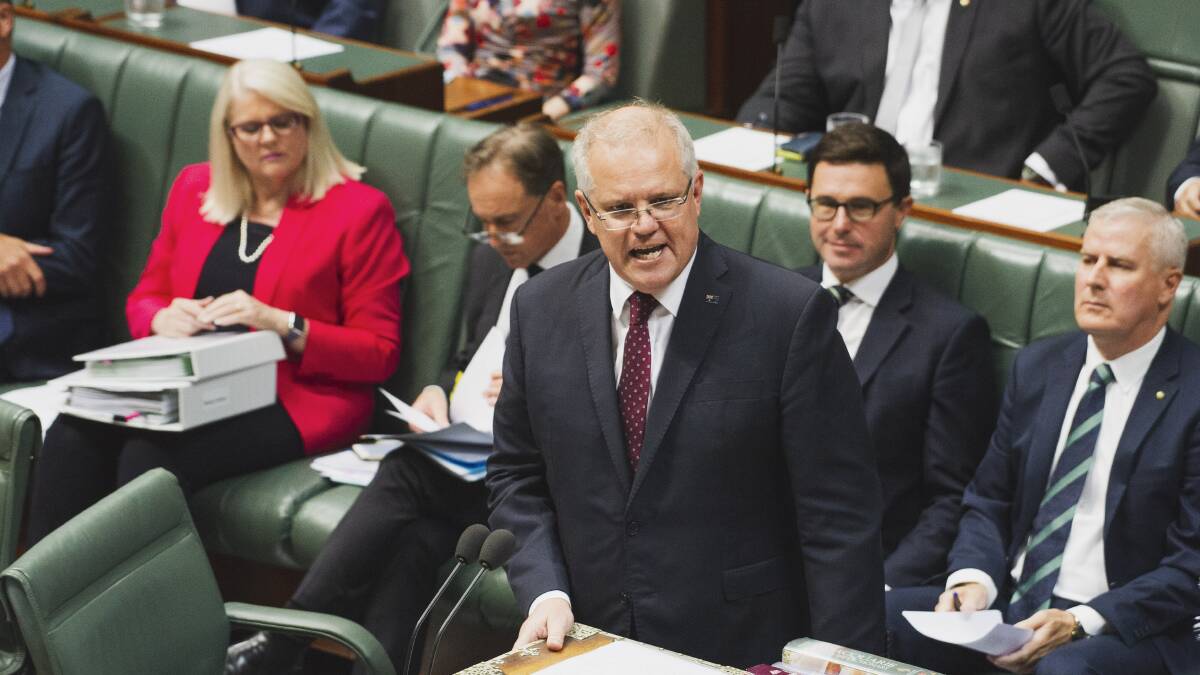 Prime Minister Scott Morrison in Parliament on Thursday. Picture: Dion Georgopoulos