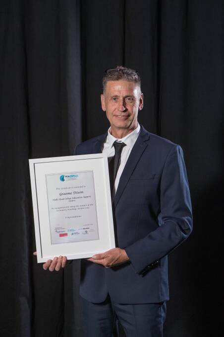Halls Head College Education Support Centre teacher Graeme Dixon was named Secondary Teacher of the Year at the WAESPPA awards. Photo: Supplied.