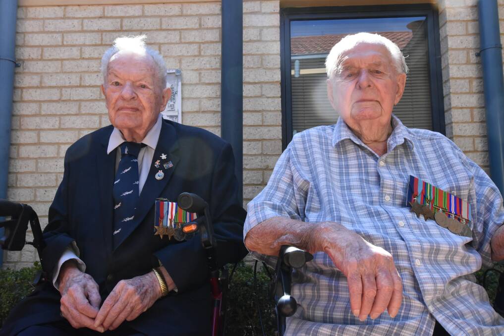 RECOGNITION: World War II veterans Bob Porteous, 94, and Beresford Arthur Vincent, 97, are calling for an Air Force memorial. Photo: Gareth McKnight.
