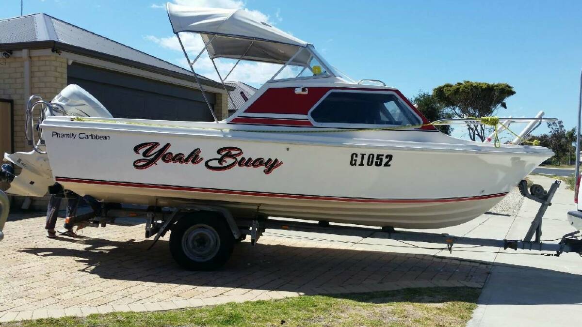 Missing: A 50-year-old Coodanup man and his family are missing after a fishing trip in this 5.5m boat. Photo: WA Police.