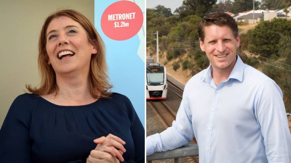 QUARREL: West Australian transport minister Rita Saffioti and Canning MP Andrew Hastie have contrasting views on the funding of a train station in Lakelands. Photos: Supplied.