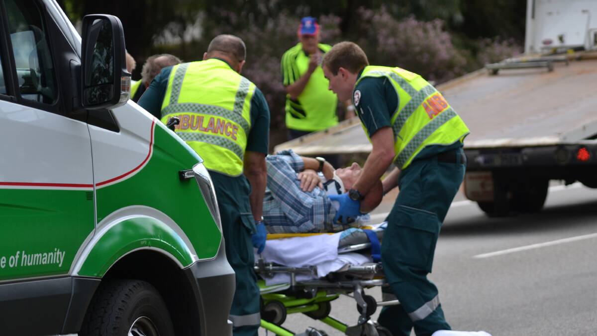 Mandurah crash: A man in his 70s was taken to hospital after a four-car crash on Mandurah Road on Wednesday afternoon. Photo: Gareth McKnight