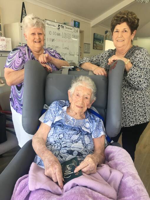 May with her daughters Lyn and Karen on her birthday.