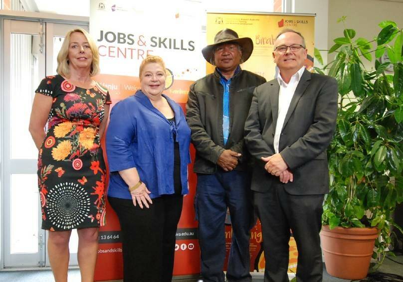 TAFE FEES CUT: South Metropolitan TAFE managing director Terry Durant, Education Minister Sue Ellery, George Walley and David Templeman. Photo: Supplied.