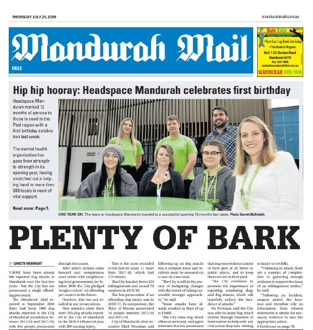 The July 25 front page of the Mandurah Mail.