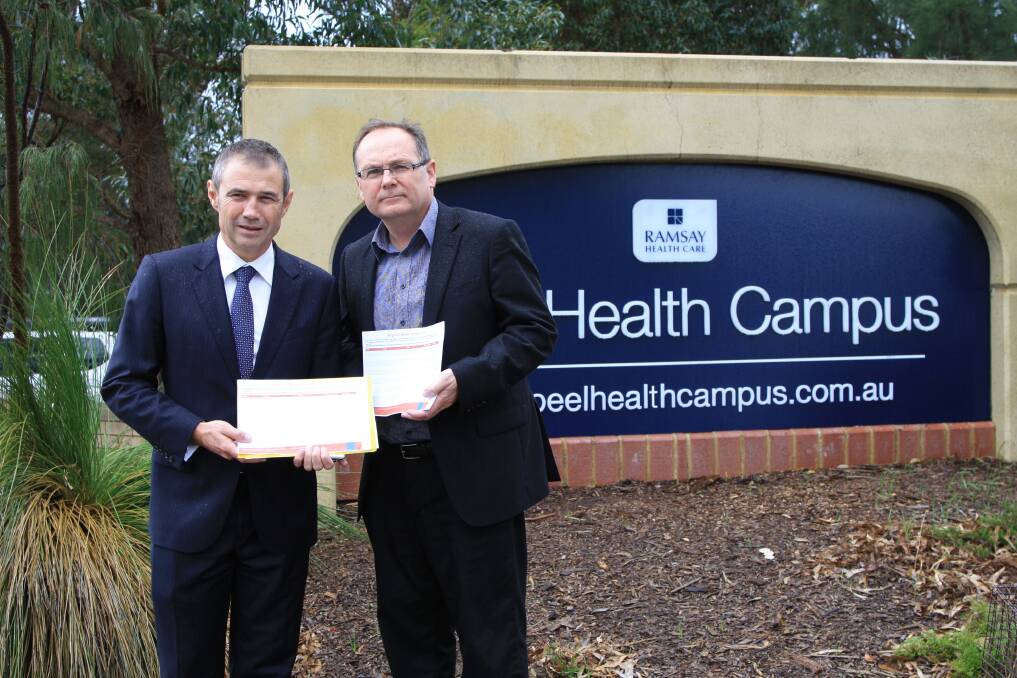 Budget announcement: Roger Cook and David Templeman at the Peel Health Campus in 2014. Photo: Amy Martin. 