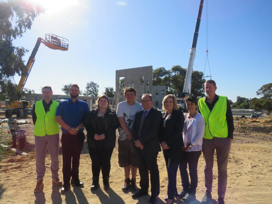 Alita Constructions owner Ali Kleyn, Peel Youth Services care coordinator Joseph Gauci, Caitlin and Brock Eliphick, Mandurah MP David Templeman, Murray-Wellington MP Robyn Clarke, GP down south's Eleanor Britton Eleanor Britton and project manager Ian French. Photo: supplied. 