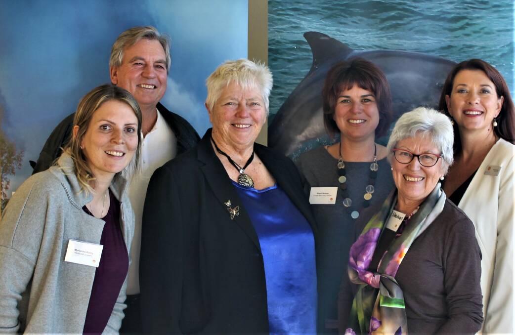 Tourism: Mandurah Cruises' Myrianthe Riddy, Forest Discovery Centre's Kevin Mahney, Peel Development Commission chair Paddi Creevey, Forest Discovery Centre's Shani Holster and MAPTO's Pat Strahan and chief executive Karen Priest. Photo: supplied. 