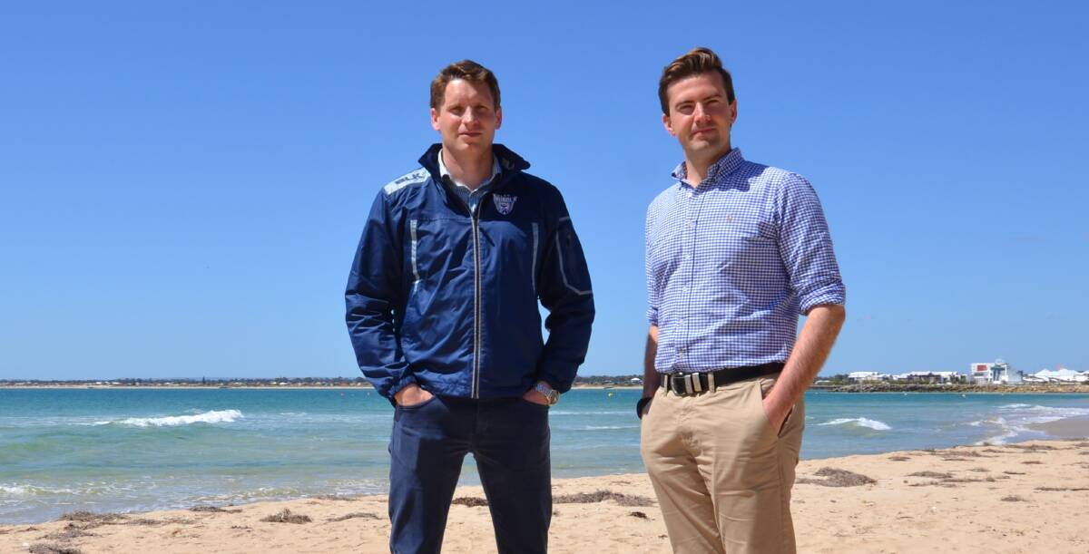 Shark debate: Federal Canning MP Andrew Hastie and State Dawesville MP Zak Kirkup have welcomed a SMART drumline proposal. Photo: Nathan Hondros. 