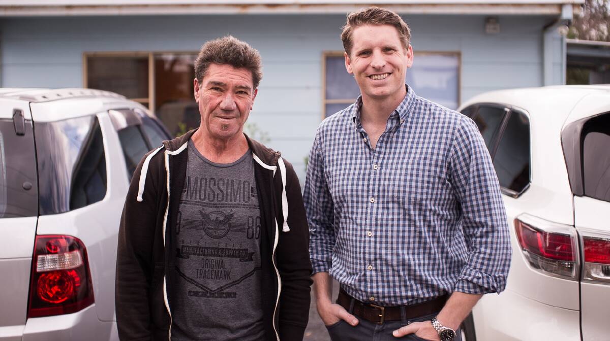 New funds: Canning MP Andrew Hastie with Clint Vagg, owner of the Preston Beach General Store. Photo: supplied.
